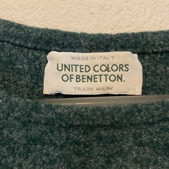 Vintage United Colors of Benetton Green Wool‎ Blend Sweater Small Italy - Picture 3 of 5